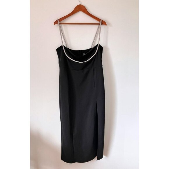 Showpo Sharley Diamante Detail Midi Dress Black Size 12 Holiday New Year - Picture 4 of 7